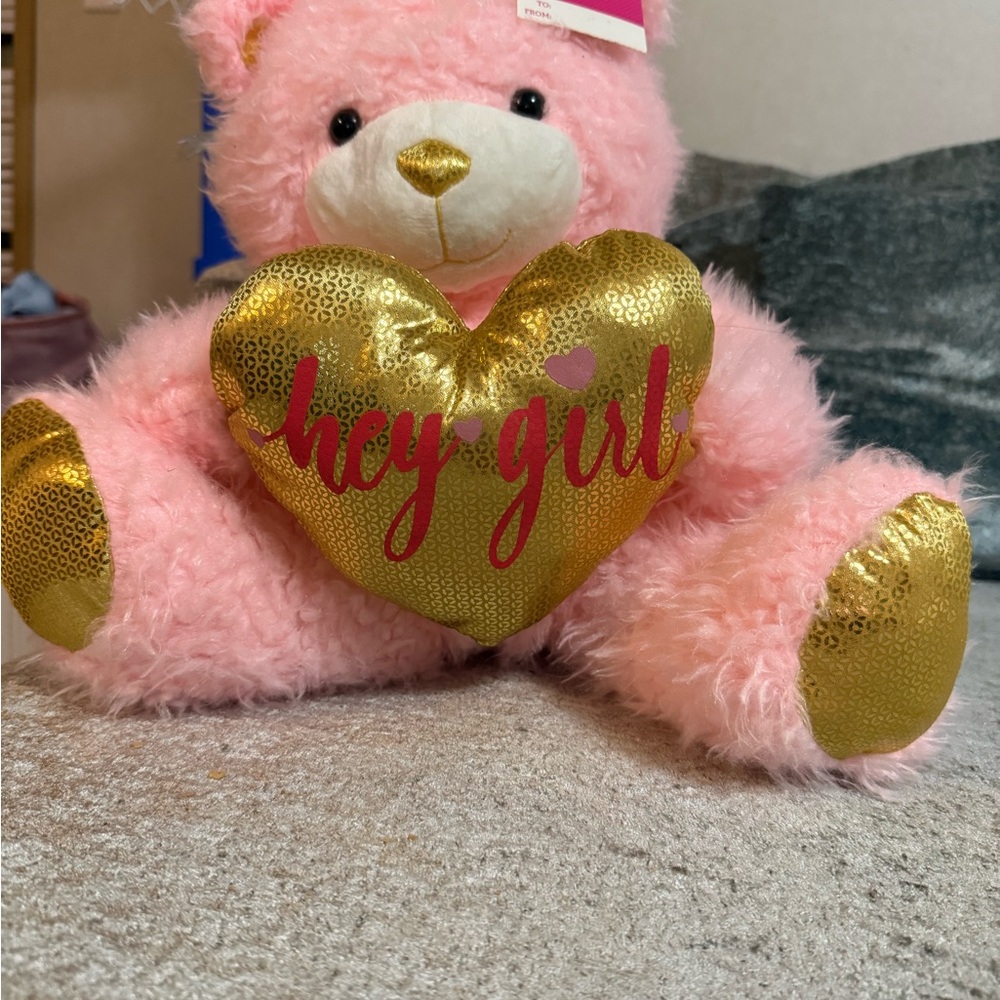 Celebrate It Pink and Gold Stuffed Bear